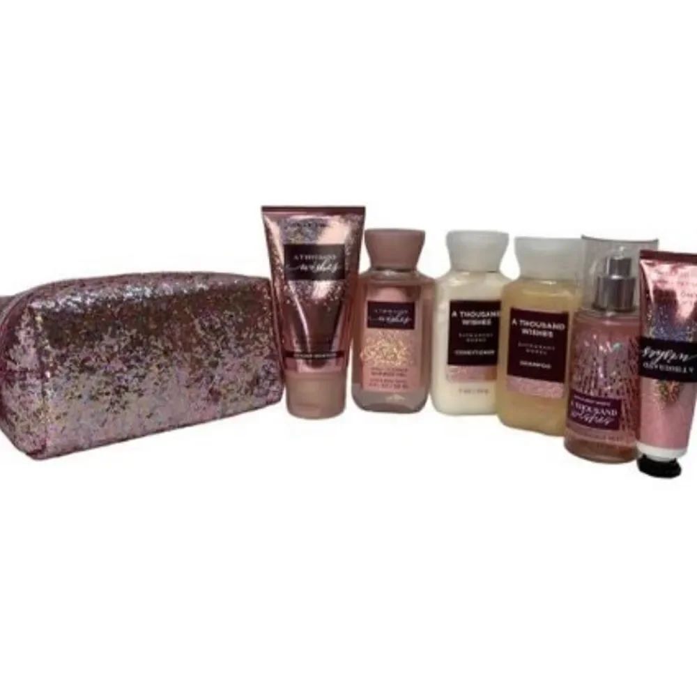 Bath and Body Works A THOUSAND WISHES 6 pc Travel Size plus Glitter Gift Bag